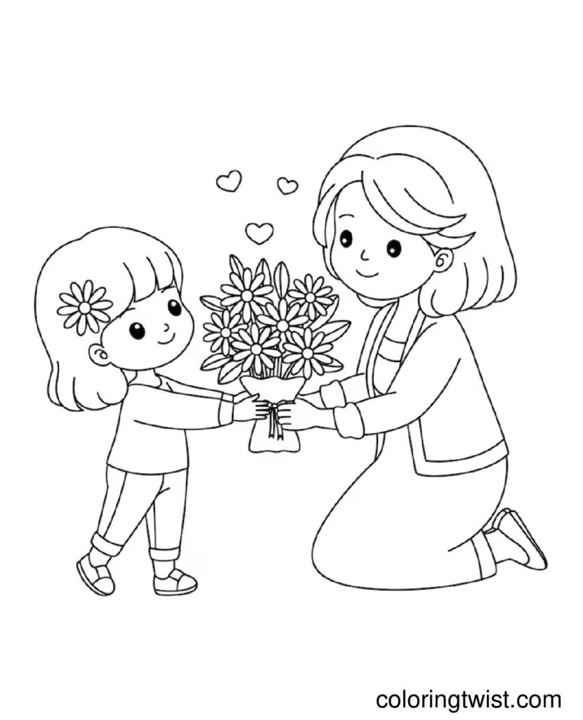 Mothers Day Gift Coloring Page