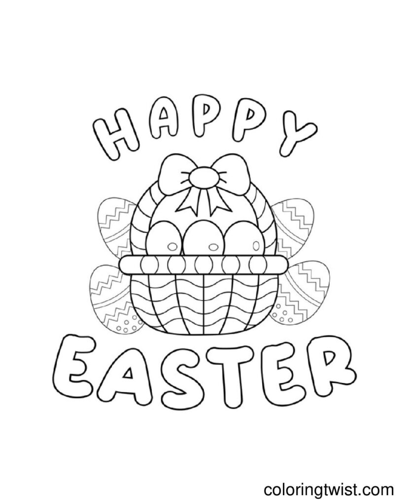 Happy Easter Coloring Page 