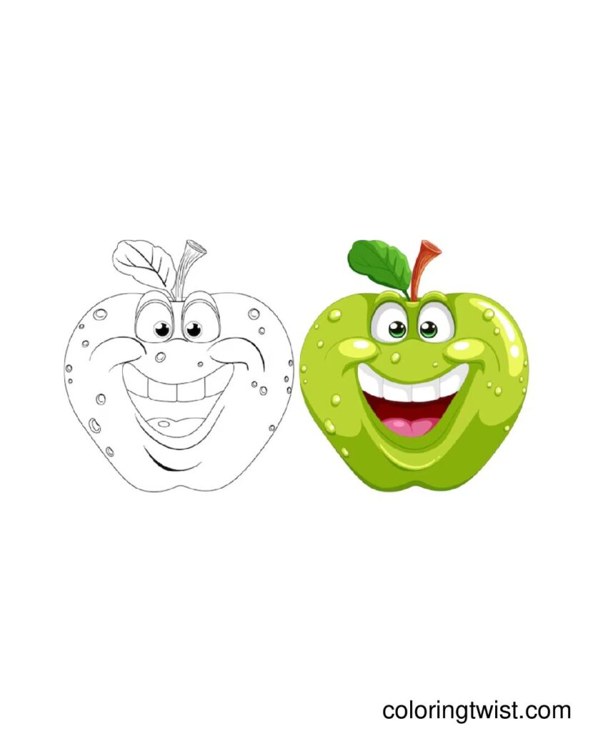 Green Apple Coloring Page