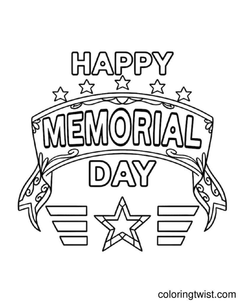 Happy Memorial Day Coloring Page