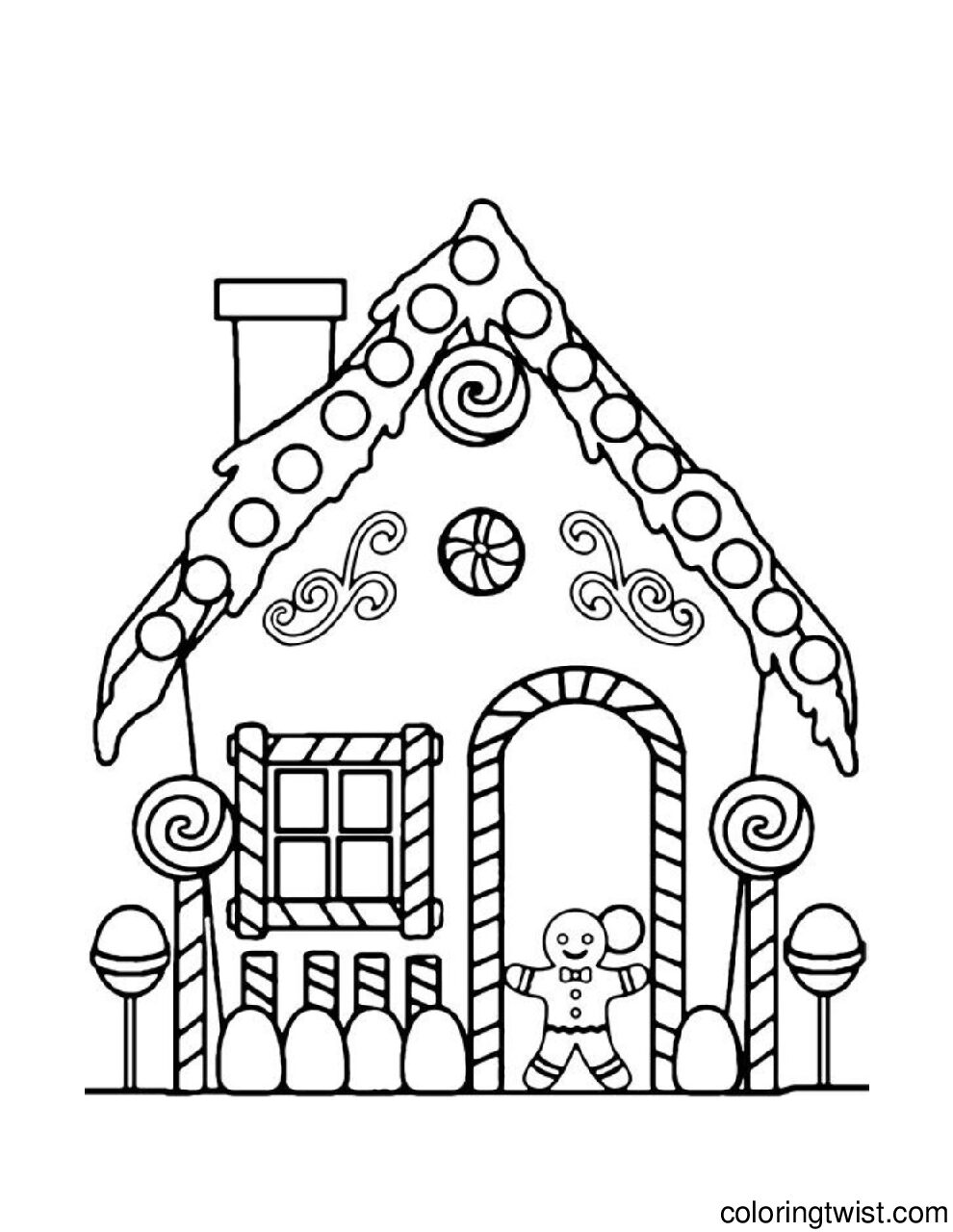 Lollipop House Coloring Page