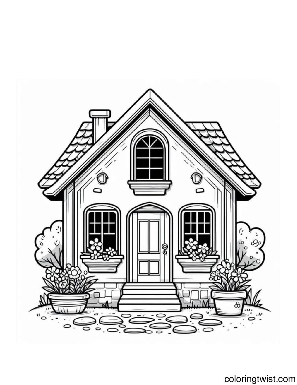 3D House Coloring Page